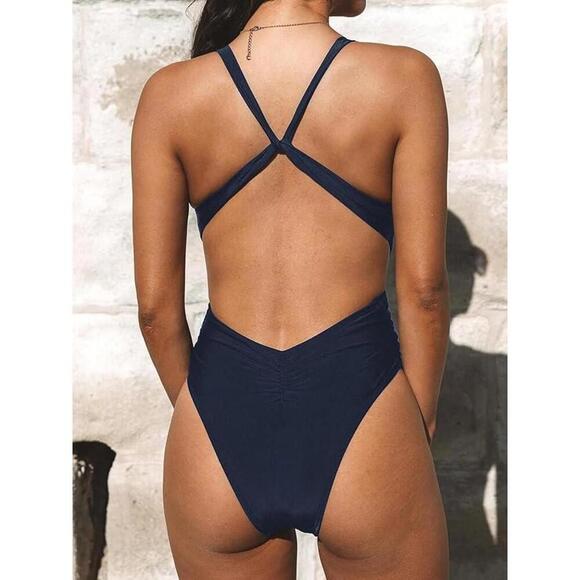 NWT Cupshe Plunge High Leg One Piece Swimsuit - Size Large - Picture 2 of 3